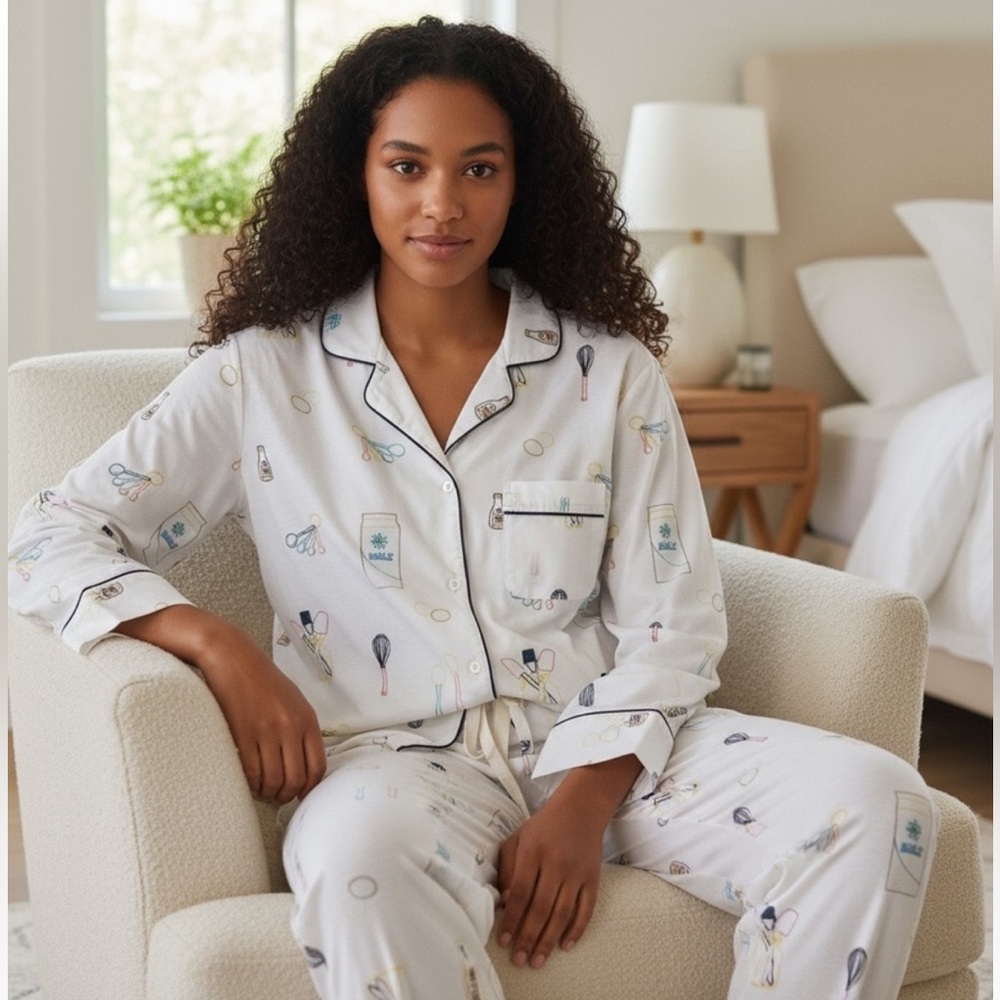 NWT Printfresh Embroidered Long Sleeve & Short Set in Icing Home Chef size 5X
